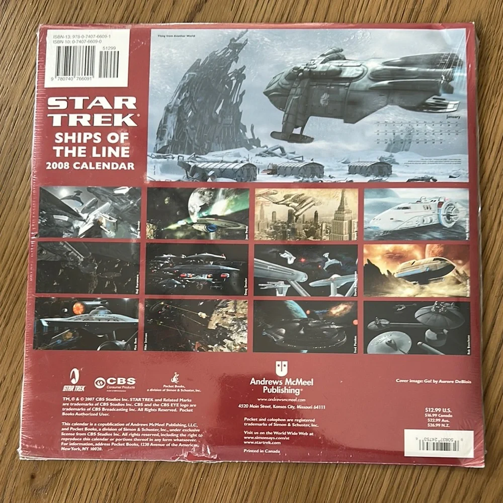 Collectible Star Trek 2008 Calendar Factory Sealed Never Opened